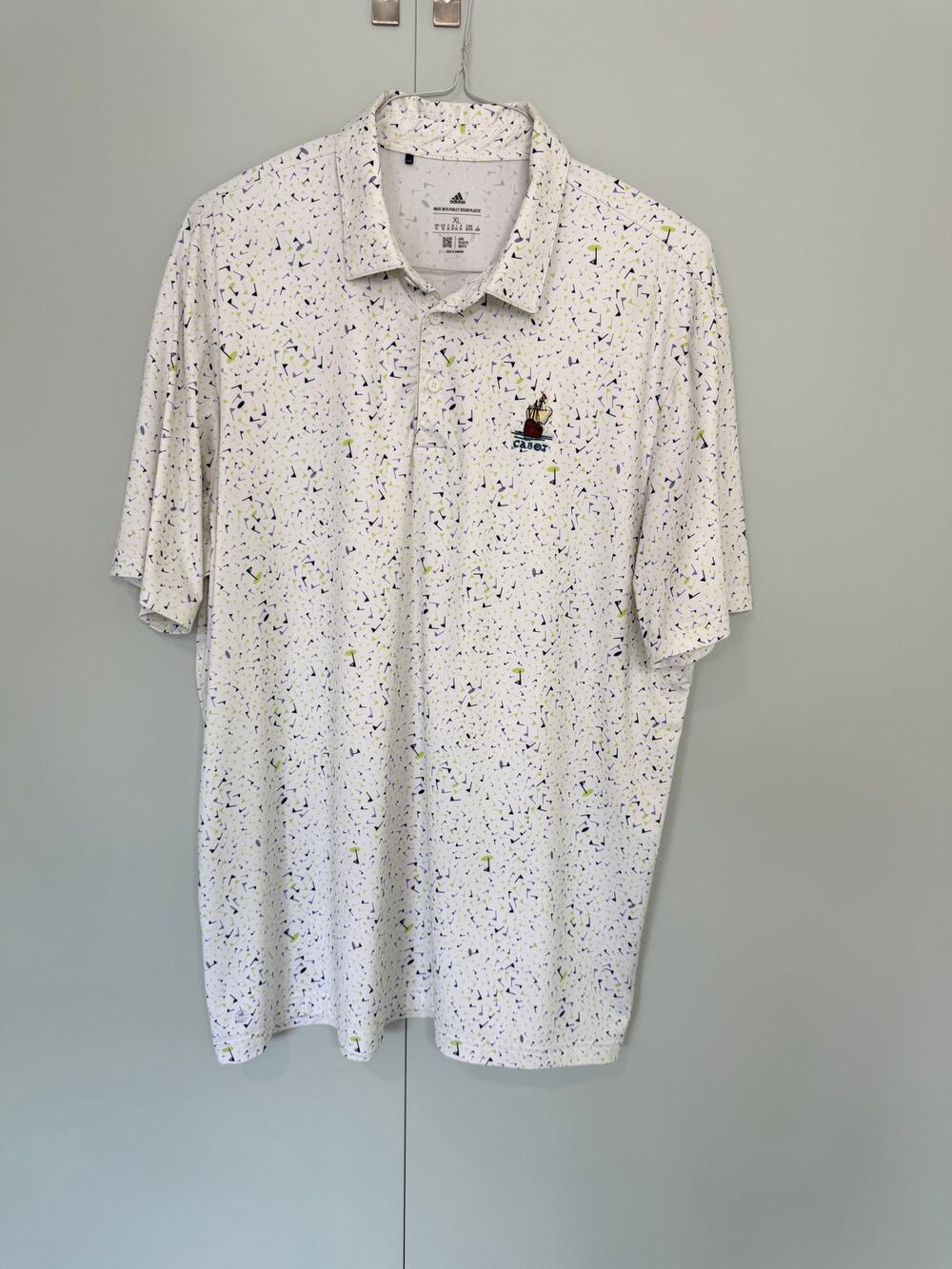 ADIDAS Men's Cabot Flag Print Primeblue Performance Golf Polo Shirt
